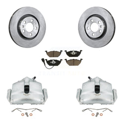 Front Disc Brake Caliper Rotors And Ceramic Pads Kit For 2006 Volkswagen Jetta 2.0L With 280mm Diameter Rotor 7th 8th Digit Of VIN Is "9M" Or "1J" KC8-100060C