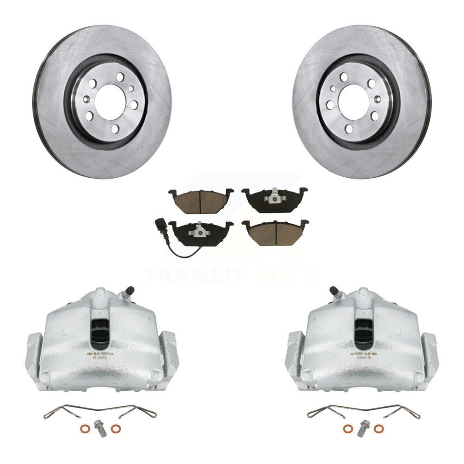 Front Disc Brake Caliper Rotors And Ceramic Pads Kit For 2006 Volkswagen Jetta 2.0L With 280mm Diameter Rotor 7th 8th Digit Of VIN Is "9M" Or "1J" KC8-100060C