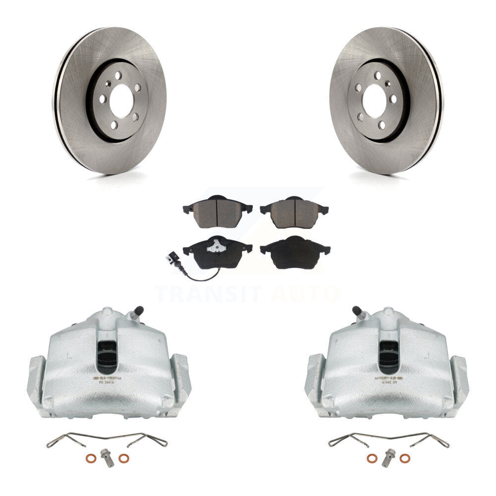 Front Disc Brake Caliper Rotors And Ceramic Pads Kit For 2006 Volkswagen Jetta 2.0L With 288mm Diameter Rotor 7th 8th Digit Of VIN Is "9M" Or "1J" KC8-100061C by Transit Auto