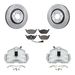 Front Disc Brake Caliper Rotors And Semi-Metallic Pads Kit For 2006 Volkswagen Jetta 2.0L With 280mm Diameter Rotor 7th 8th Digit Of VIN Is "9M" Or "1J" KC8-100061P
