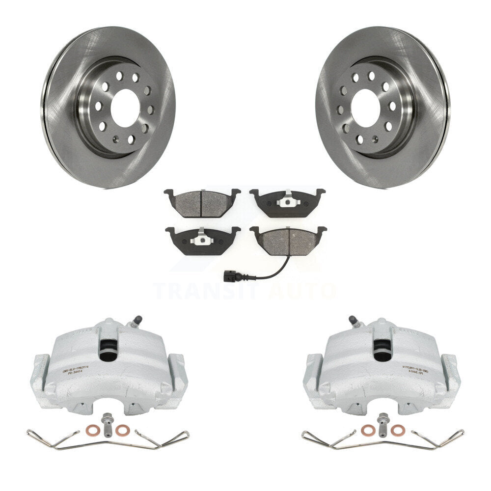 Front Disc Brake Caliper Rotors And Semi-Metallic Pads Kit For Volkswagen Jetta With 280mm Diameter Rotor KC8-100062S by Transit Auto