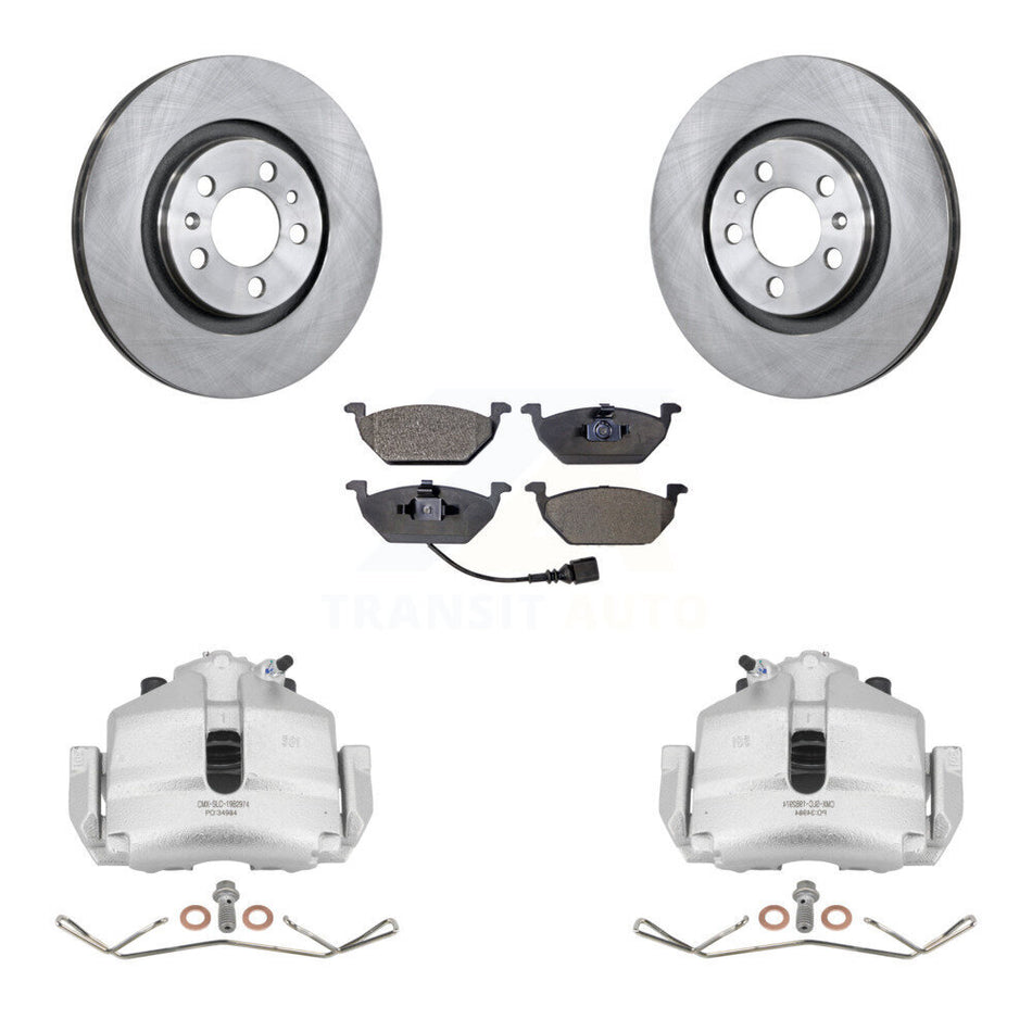 Front Disc Brake Caliper Rotors And Semi-Metallic Pads Kit For 2006 Volkswagen Jetta 2.5L 1.9L With 280mm Diameter Rotor 7th 8th Digit Of VIN Is "9M" Or "1J" KC8-100063P