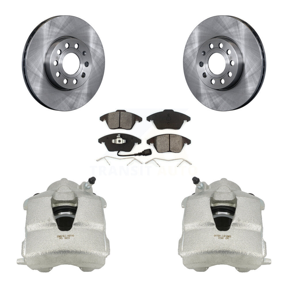 Front Disc Brake Caliper Rotors And Semi-Metallic Pads Kit For Volkswagen Jetta KC8-100064S by Transit Auto