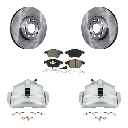 Front Disc Brake Caliper Rotors And Semi-Metallic Pads Kit For Volkswagen Jetta Beetle Eos Audi A3 GTI Golf Quattro KC8-100066S by Transit Auto