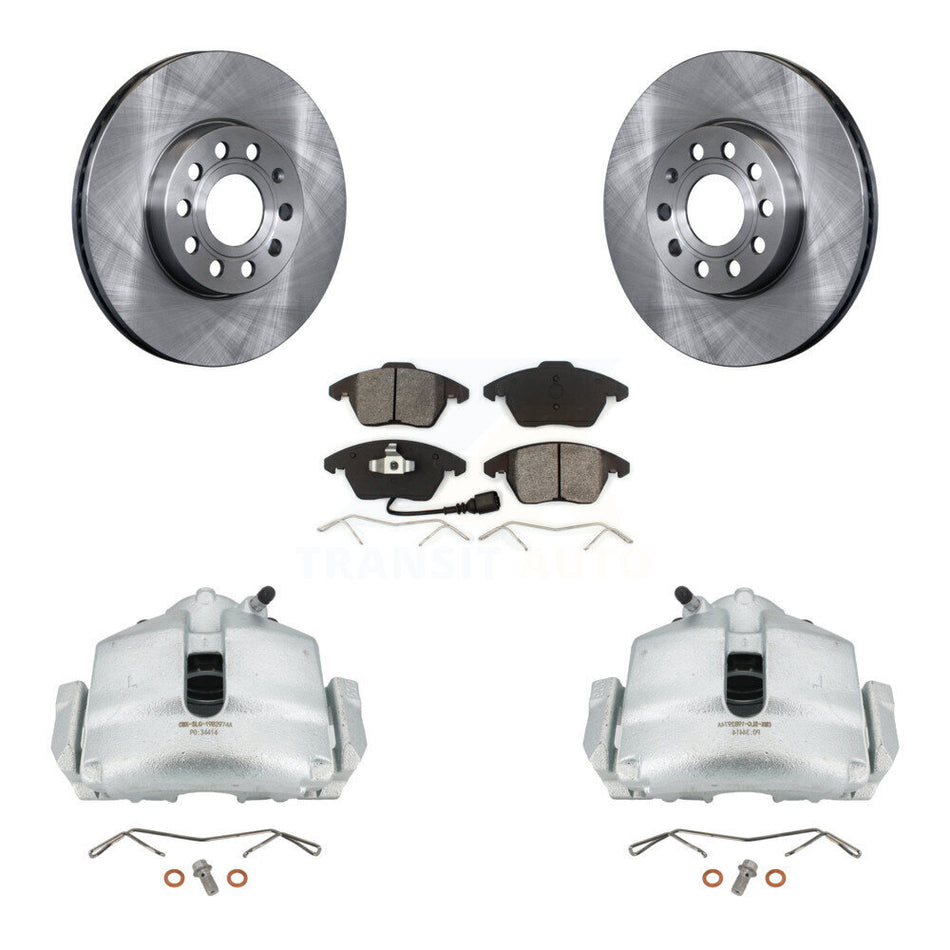 Front Disc Brake Caliper Rotors And Semi-Metallic Pads Kit For Volkswagen Jetta Beetle Eos Audi A3 GTI Golf Quattro KC8-100066S by Transit Auto