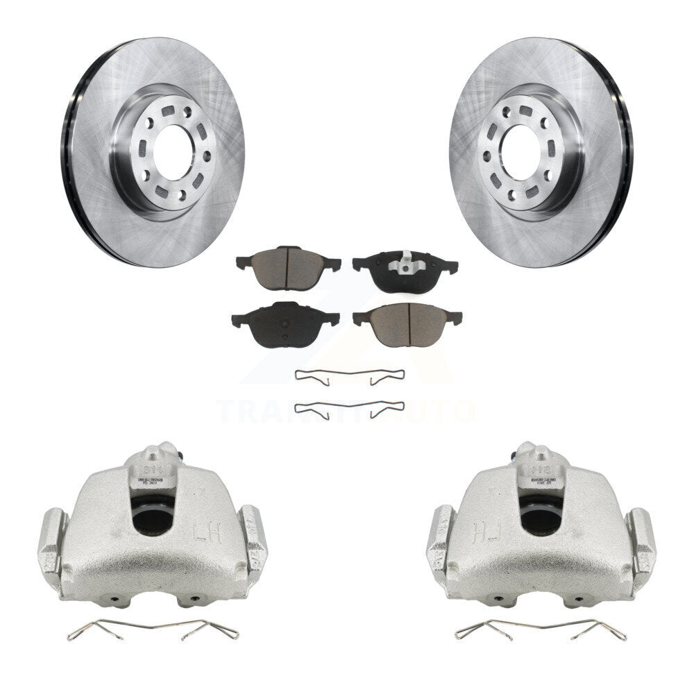 Front Disc Brake Caliper Rotors & Ceramic Pad Kit For 2010 Mazda 3 Sport GS GT with 2.5L KC8-100069C