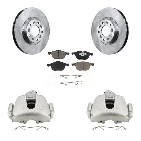 Front Disc Brake Caliper Rotors & Ceramic Pad Kit For 2010 Mazda 3 Sport GS GT with 2.5L KC8-100069C