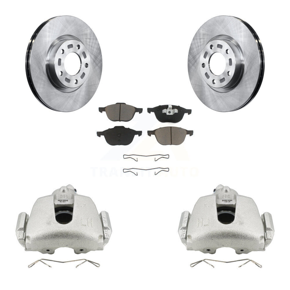 Front Disc Brake Caliper Rotors & Ceramic Pad Kit For 2010 Mazda 3 Sport GS GT with 2.5L KC8-100069C
