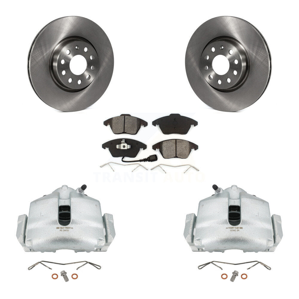 Front Disc Brake Caliper Rotors And Semi-Metallic Pads Kit For Volkswagen Jetta Beetle CC Passat GTI Eos Audi A3 TT Quattro KC8-100069S by Transit Auto