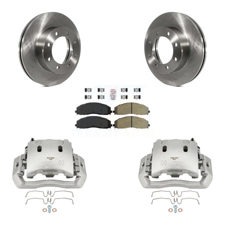 Front Disc Brake Caliper Rotors And Semi-Metallic Pads Kit For Ford F-450 Super Duty KC8-100078N