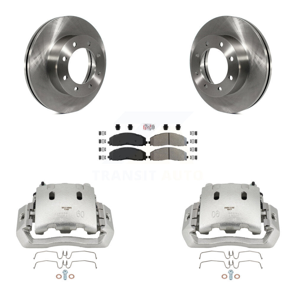 Front Disc Brake Caliper Rotors And Semi-Metallic Pads Kit For Ford F-450 Super Duty KC8-100081N
