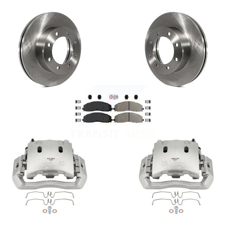 Front Disc Brake Caliper Rotors And Semi-Metallic Pads Kit For Ford F-450 Super Duty KC8-100081N