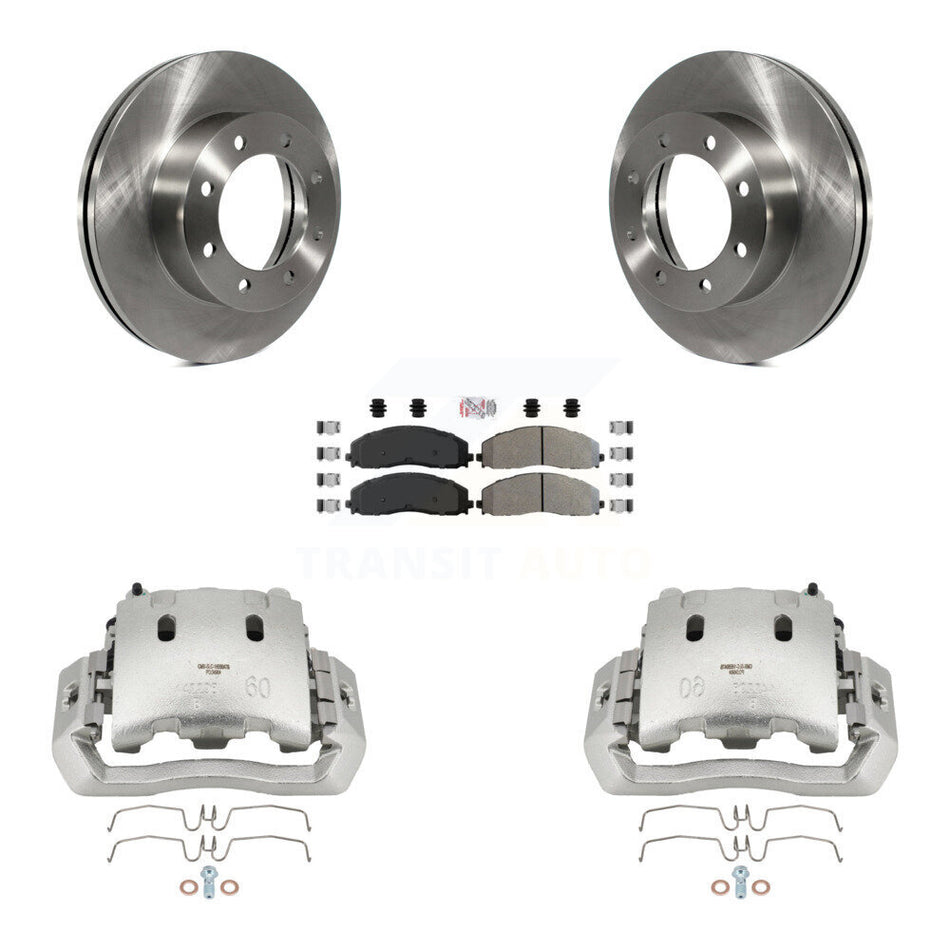 Front Disc Brake Caliper Rotors And Semi-Metallic Pads Kit For Ford F-450 Super Duty KC8-100081N