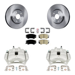 Front Disc Brake Caliper Rotors And Semi-Metallic Pads Kit For 2010-2015 Chevrolet Camaro LT LS with 3.6L KC8-100082N