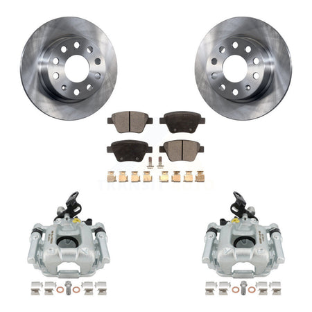 Rear Disc Brake Caliper Rotors And Ceramic Pads Kit For Volkswagen GTI Eos With 253mm Diameter Rotor KC8-100082T by Transit Auto