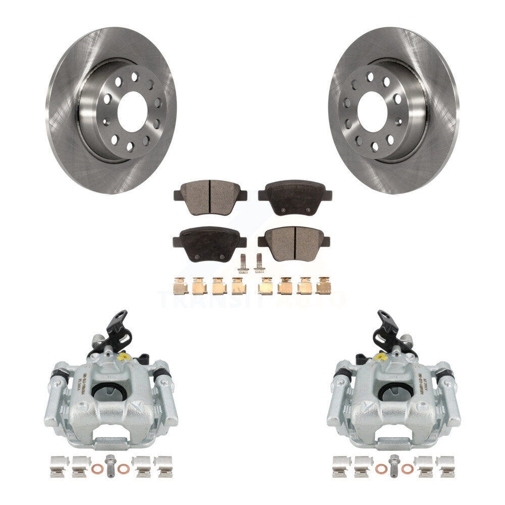 Rear Disc Brake Caliper Rotors And Ceramic Pads Kit For Volkswagen Jetta Passat Golf GTI Beetle Eos Audi A3 Quattro KC8-100083T by Transit Auto