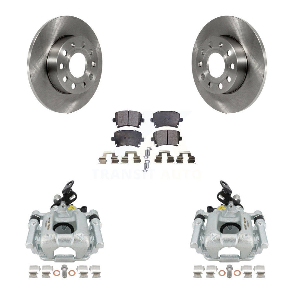 Rear Disc Brake Caliper Rotors And Ceramic Pads Kit For 2010-2013 Audi A3 Quattro With 256mm Diameter Rotor KC8-100084T by Transit Auto