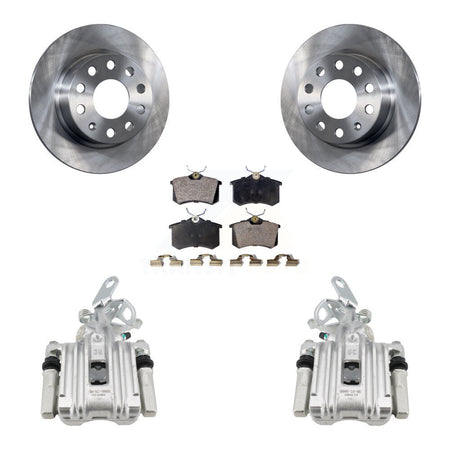 Rear Disc Brake Caliper Rotors And Ceramic Pads Kit For Volkswagen Jetta Beetle Audi A3 KC8-100086T