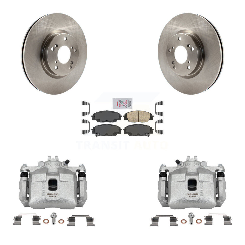 Front Disc Brake Caliper Rotors & Ceramic Pad Kit For 2006-2011 Honda Civic Si with 2.0L KC8-100088N