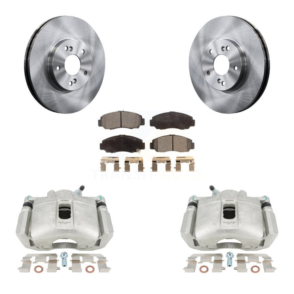 Front Disc Brake Caliper Rotors And Semi-Metallic Pads Kit For 2005-2007 Honda Accord Sedan with 3.0L GAS engine Manual transmission KC8-100088P