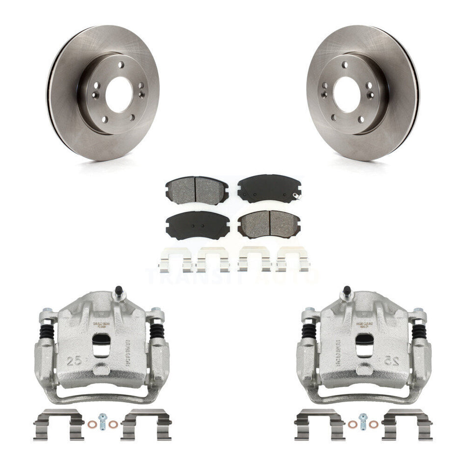 Front Disc Brake Caliper Rotors And Semi-Metallic Pads Kit For 2010-2011 Kia Soul 1.6L KC8-100088S