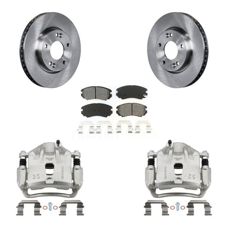 Front Disc Brake Caliper Rotors And Semi-Metallic Pads Kit For 2010-2011 Kia Soul 2.0L KC8-100089S