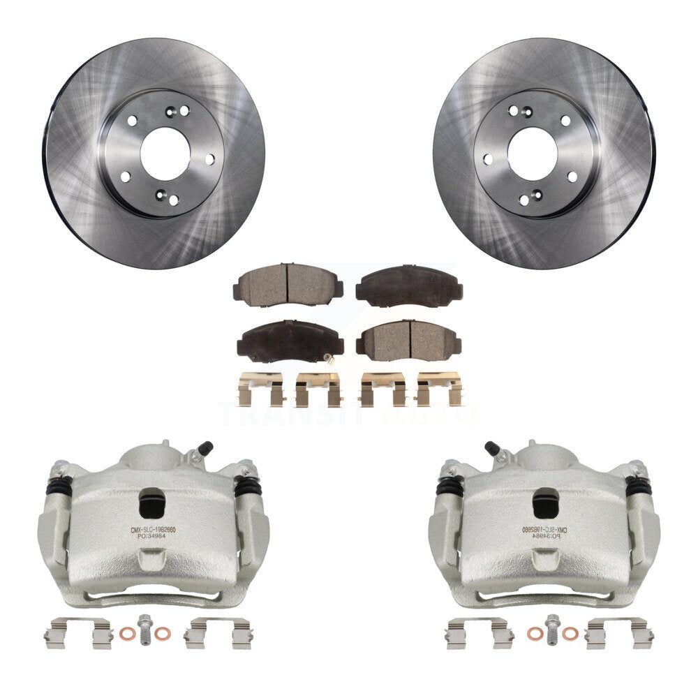 Front Disc Brake Caliper Rotors And Semi-Metallic Pads Kit For 2007 Honda Accord 2.4L KC8-100091P