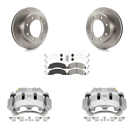 Front Disc Brake Caliper Rotor And Semi-Metallic Pad Kit For Ford F-350 Super Duty F-250 KC8-100093N