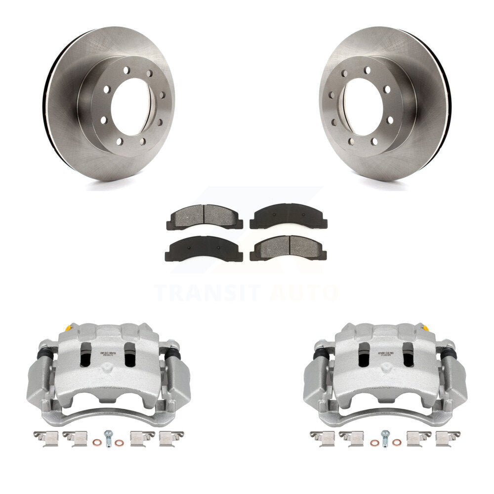 Front Disc Brake Caliper Rotor And Semi-Metallic Pad Kit For Ford F-350 Super Duty F-250 KC8-100094S
