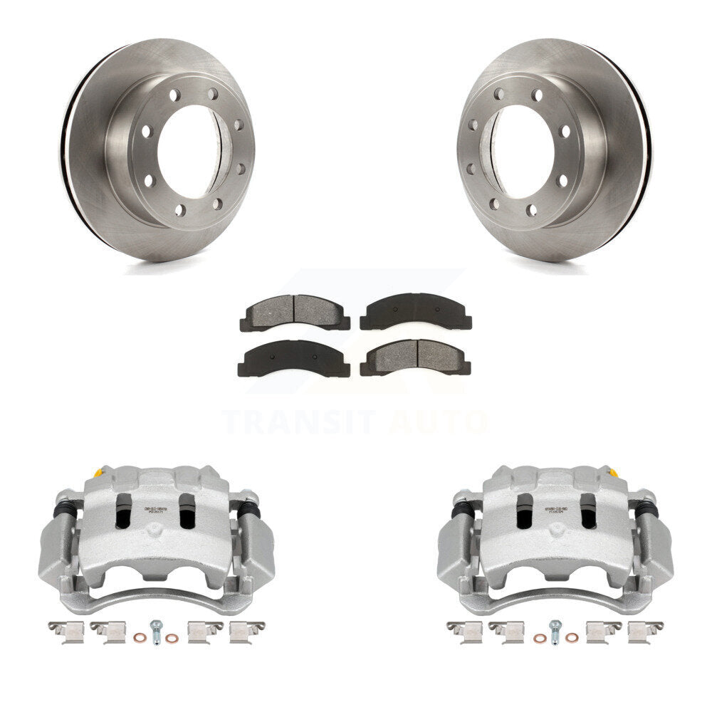 Front Disc Brake Caliper Rotor And Semi-Metallic Pad Kit For Ford F-350 Super Duty F-250 KC8-100095S