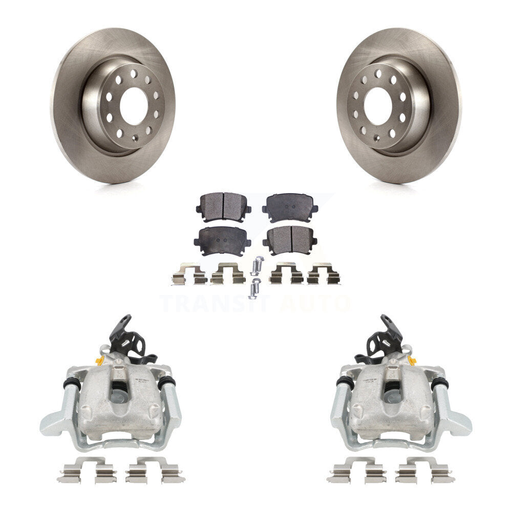 Rear Disc Brake Caliper Rotors And Ceramic Pads Kit For 2010 Volkswagen Jetta TDI Cup Edition with 2.0L DIESEL engine With 282mm Diameter Rotor KC8-100096T by Transit Auto