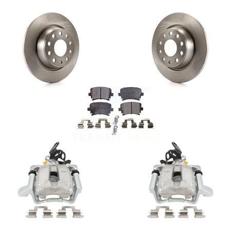 Rear Disc Brake Caliper Rotors And Ceramic Pads Kit For 2010 Volkswagen Jetta TDI Cup Edition with 2.0L DIESEL engine With 282mm Diameter Rotor KC8-100096T by Transit Auto