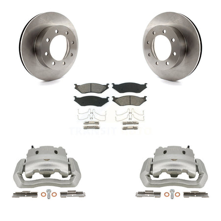 Front Disc Brake Caliper Rotor Semi-Metallic Pad Kit For Ford E-550 Super Duty Econoline KC8-100097S