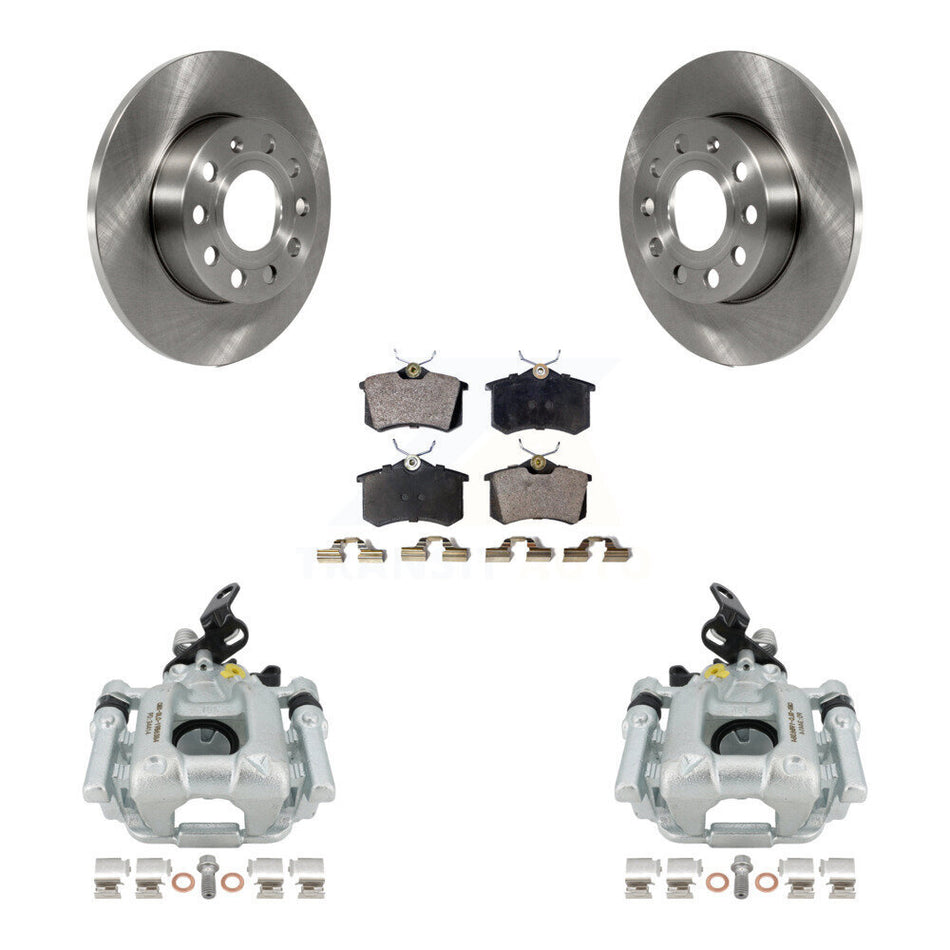 Rear Disc Brake Caliper Rotors And Ceramic Pads Kit For 2011 Volkswagen Golf 2.0L With 256mm Diameter Rotor KC8-100098T by Transit Auto