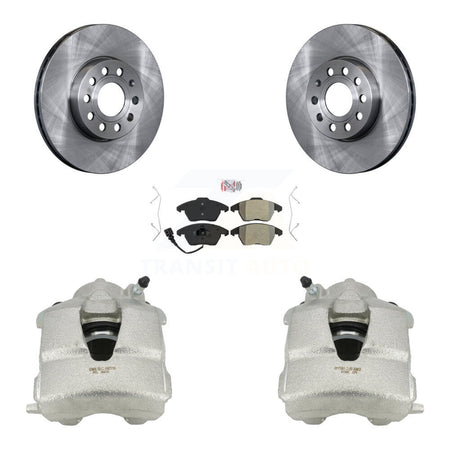 Front Disc Brake Caliper Rotors And Semi-Metallic Pads Kit For Volkswagen Jetta KC8-100102N by Transit Auto