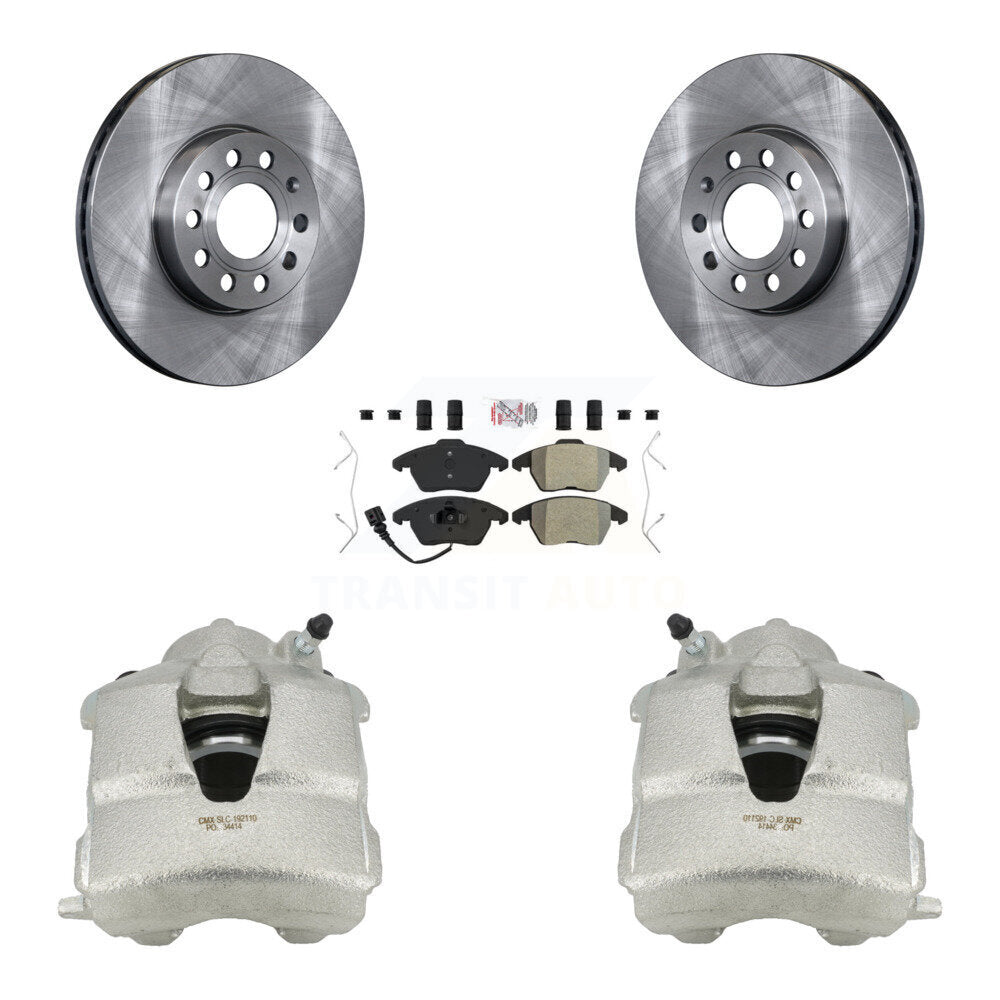 Front Disc Brake Caliper Rotors And Semi-Metallic Pads Kit For Volkswagen Jetta KC8-100104N by Transit Auto