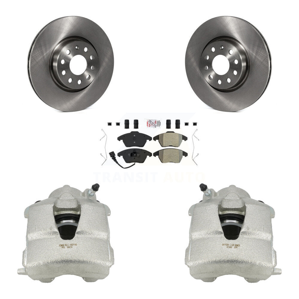 Front Disc Brake Caliper Rotors And Semi-Metallic Pads Kit For Volkswagen Jetta KC8-100105N by Transit Auto