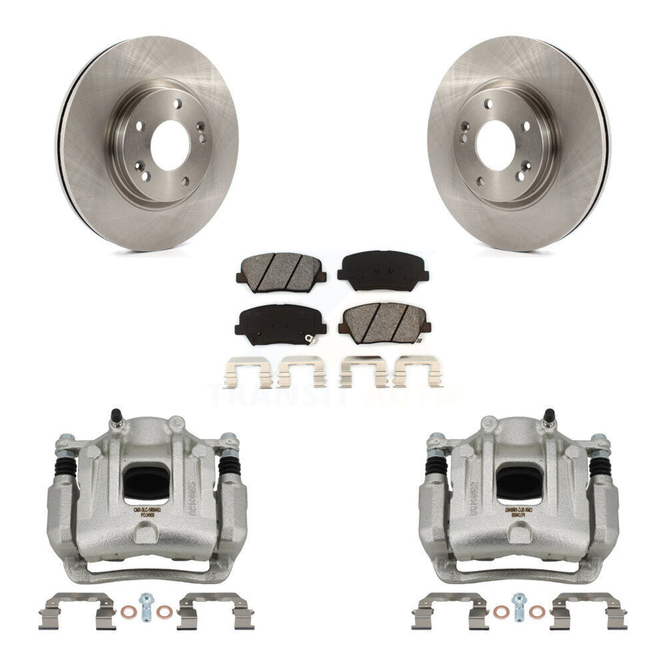 Front Disc Brake Caliper Rotors & Semi-Metallic Pad Kit For Hyundai Santa Fe Kia Sorento KC8-100111S