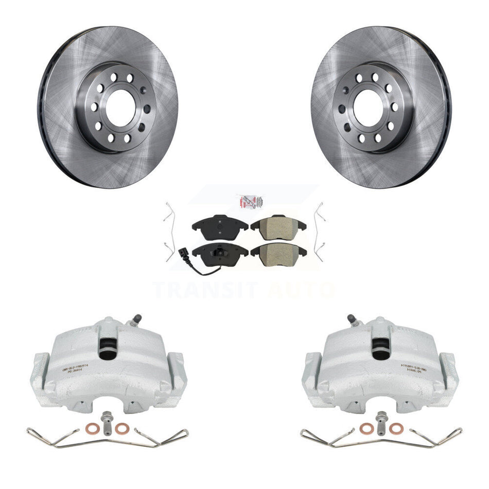 Front Disc Brake Caliper Rotors And Semi-Metallic Pads Kit For Volkswagen Jetta Beetle Rabbit Golf Audi A3 KC8-100112N by Transit Auto