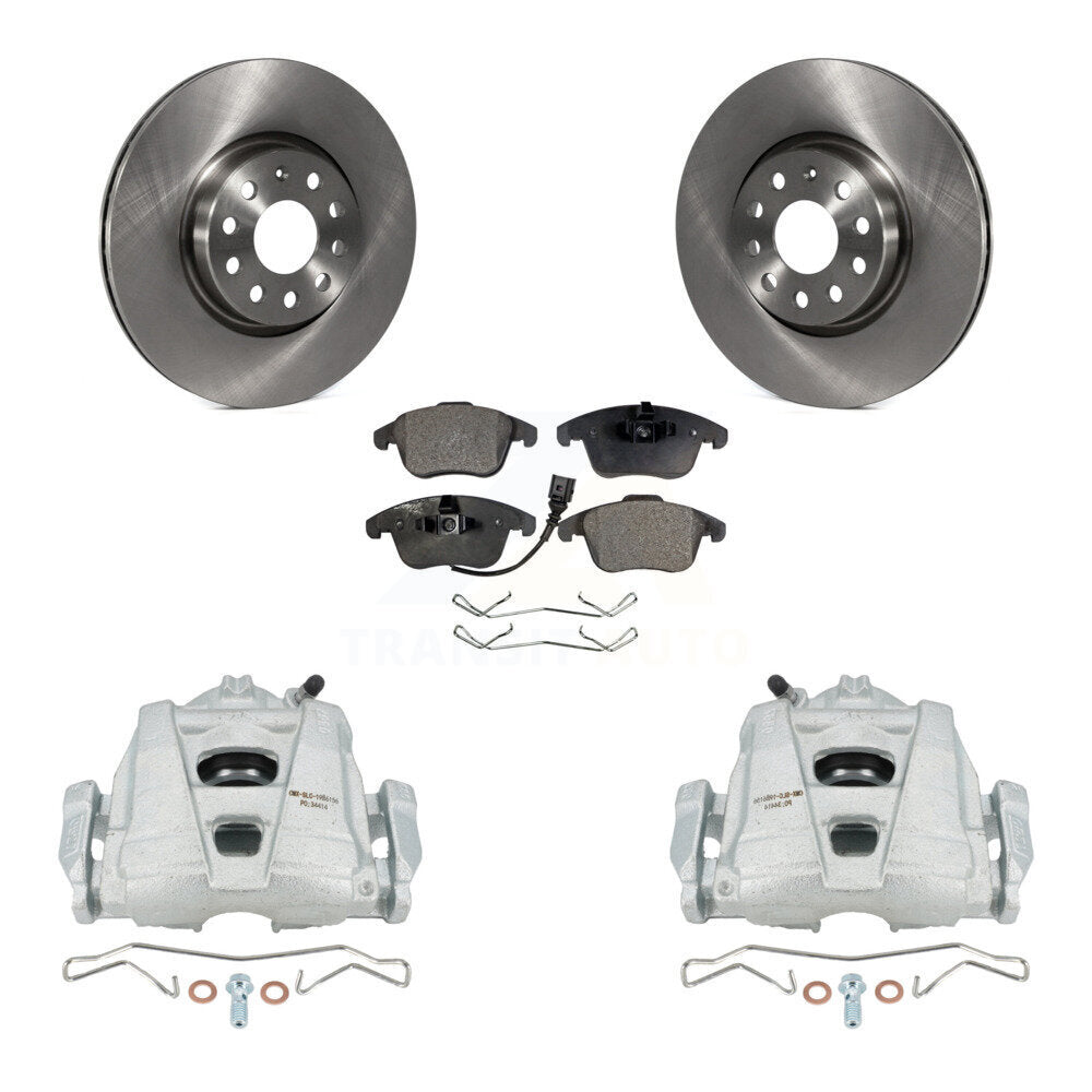 Front Disc Brake Caliper Rotors And Semi-Metallic Pads Kit For Volkswagen Passat Tiguan Audi Q3 Quattro Limited KC8-100112P by Transit Auto