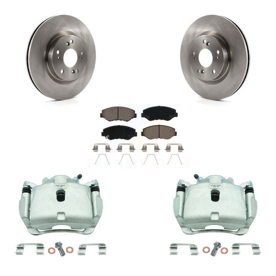 Front Disc Brake Caliper Rotors And Ceramic Pads Kit For 2012-2016 Honda CR-V FWD KC8-100114C