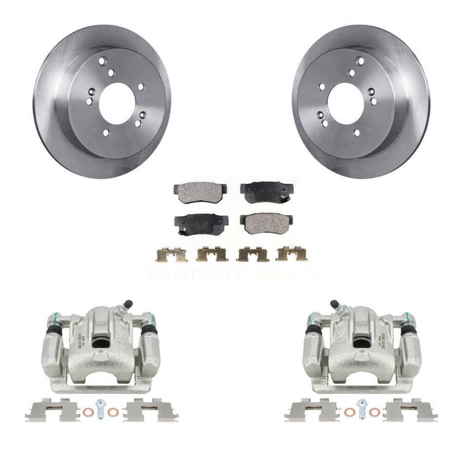 Rear Disc Brake Caliper Rotors And Ceramic Pads Kit For Kia Sportage Hyundai Tucson KC8-100115T by Transit Auto