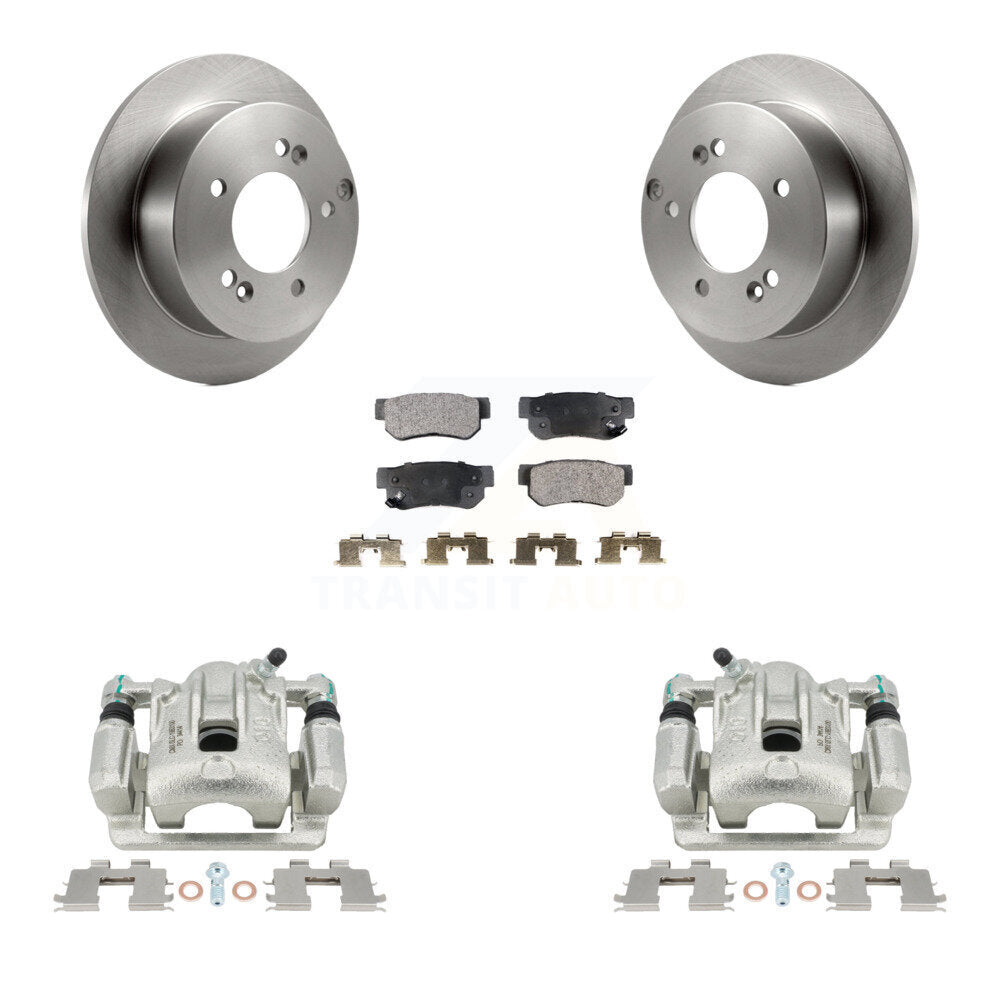 Rear Disc Brake Caliper Rotors And Ceramic Pads Kit For Kia Sportage Hyundai Tucson FWD KC8-100116T by Transit Auto