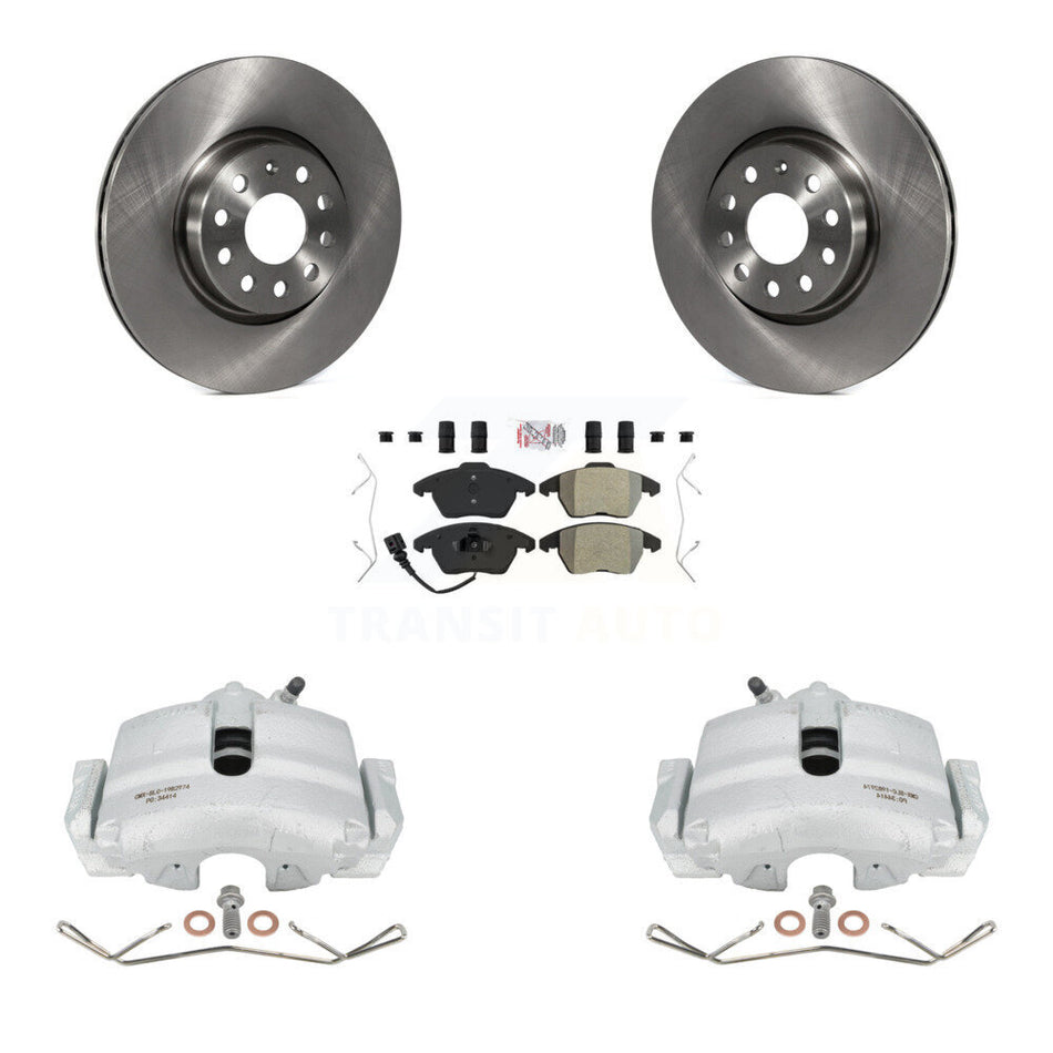 Front Disc Brake Caliper Rotors And Semi-Metallic Pads Kit For Volkswagen Jetta Audi A3 Golf KC8-100117N by Transit Auto