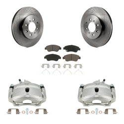 Front Disc Brake Caliper Rotors And Ceramic Pads Kit For 2004-2005 Honda Civic Si with 1.7L With 4 Lug Wheels KC8-100118C