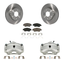 Front Disc Brake Caliper Rotors And Ceramic Pads Kit For 2004-2005 Honda Civic Si with 1.7L With 5 Lug Wheels KC8-100119C