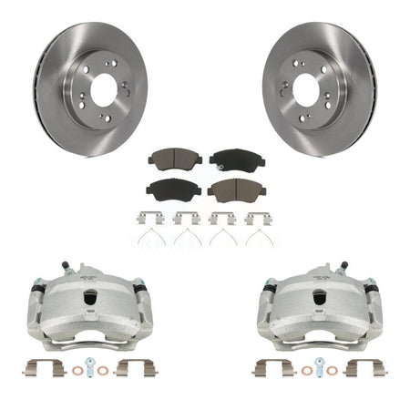 Front Disc Brake Caliper Rotors And Ceramic Pads Kit For 2004-2005 Honda Civic Si with 1.7L With 5 Lug Wheels KC8-100119C by Transit Auto