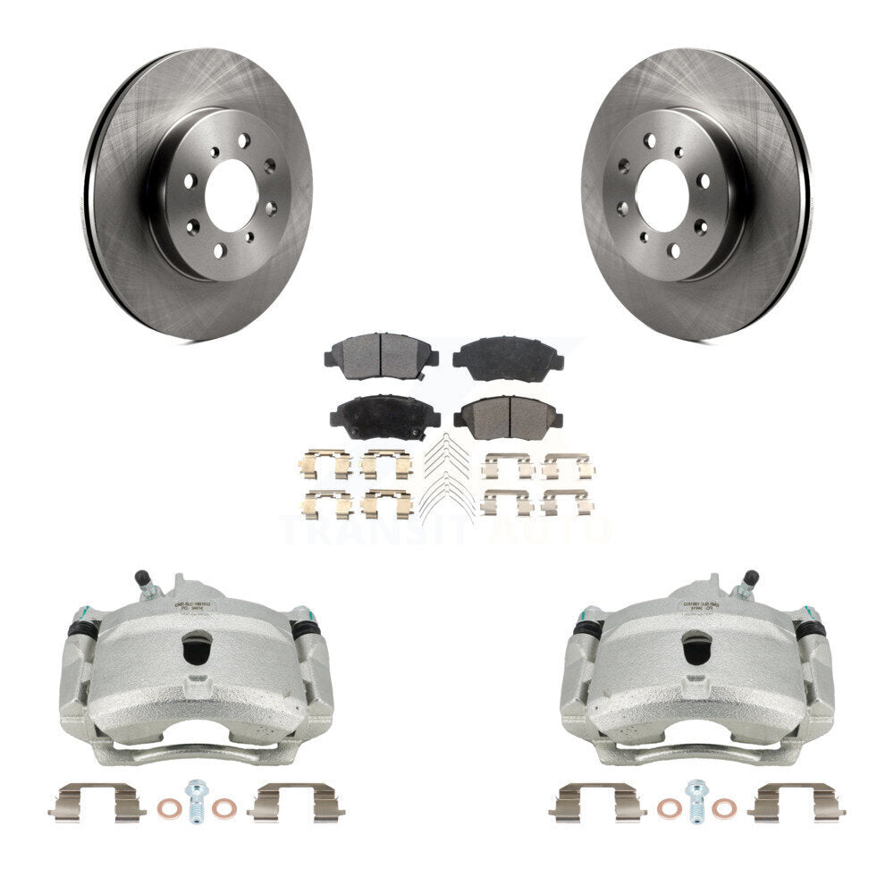 Front Disc Brake Caliper Rotors And Semi-Metallic Pads Kit For 2004-2005 Honda Civic Si with 1.7L With 4 Lug Wheels KC8-100119P by Transit Auto