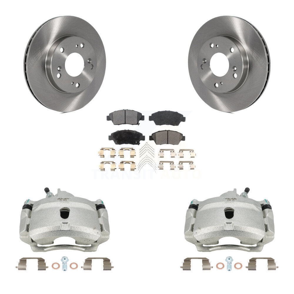 Front Disc Brake Caliper Rotors And Semi-Metallic Pads Kit For 2004-2005 Honda Civic Si with 1.7L With 5 Lug Wheels KC8-100120P by Transit Auto