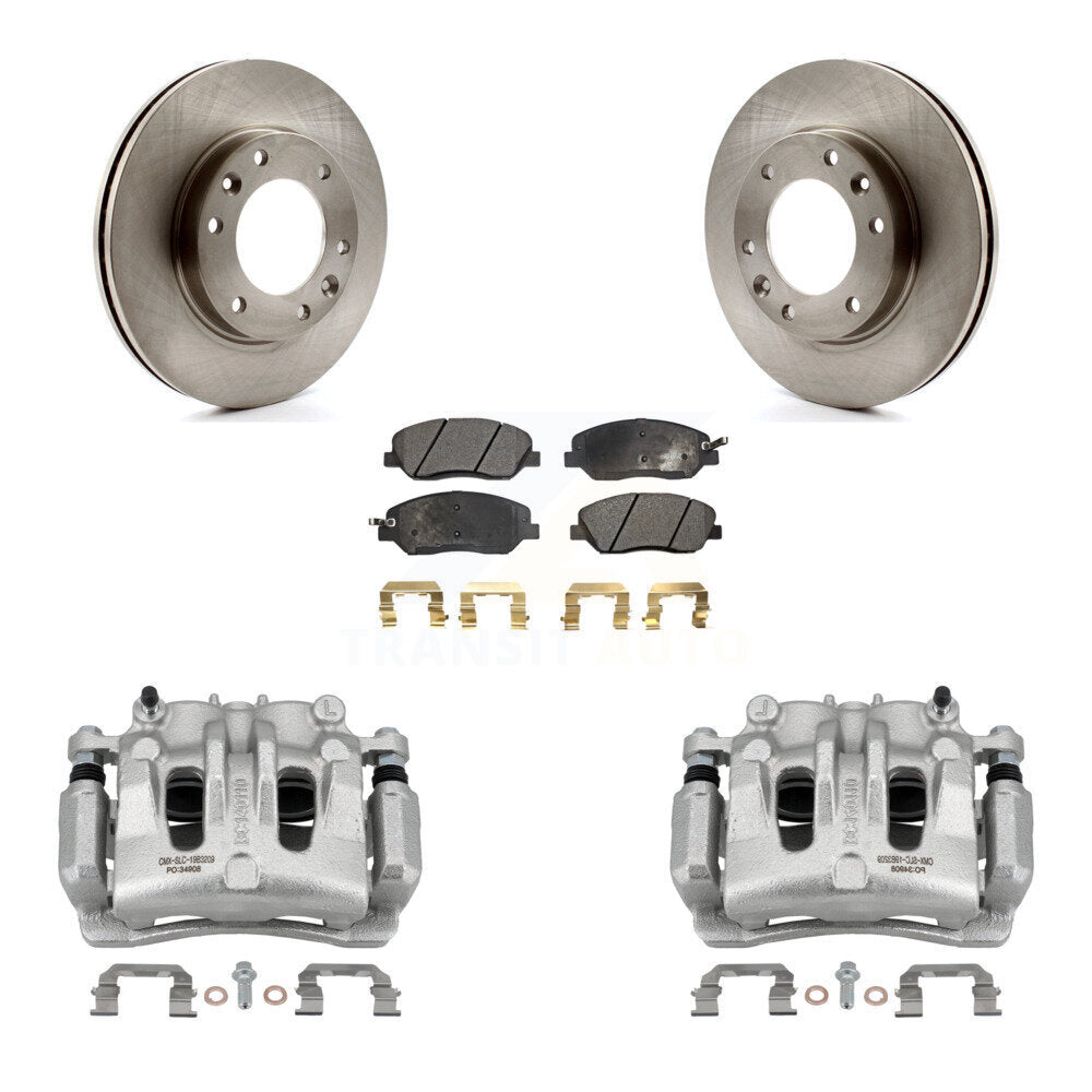 Front Disc Brake Caliper Rotors & Semi-Metallic Pad Kit For Kia Sedona Hyundai Entourage KC8-100128P